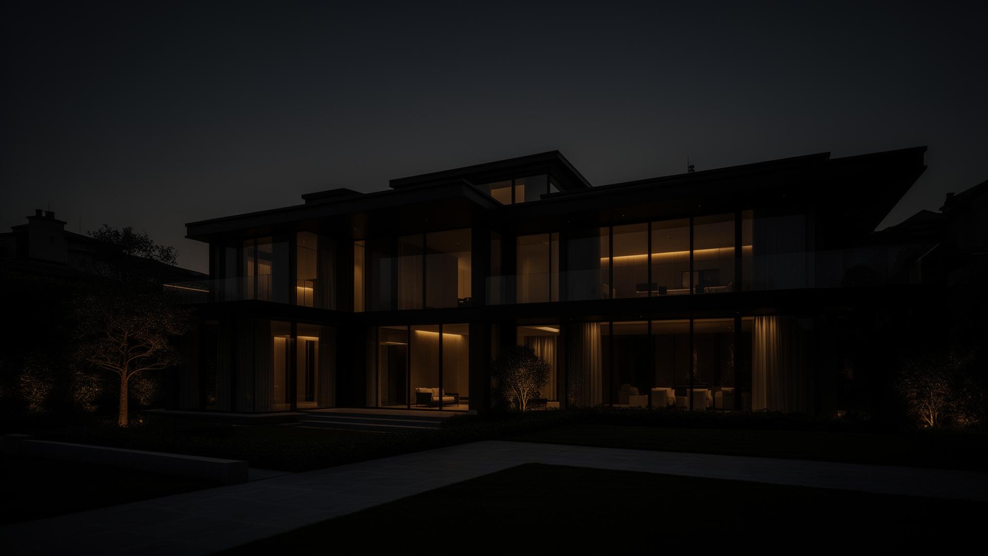Luxury modern property at twilight